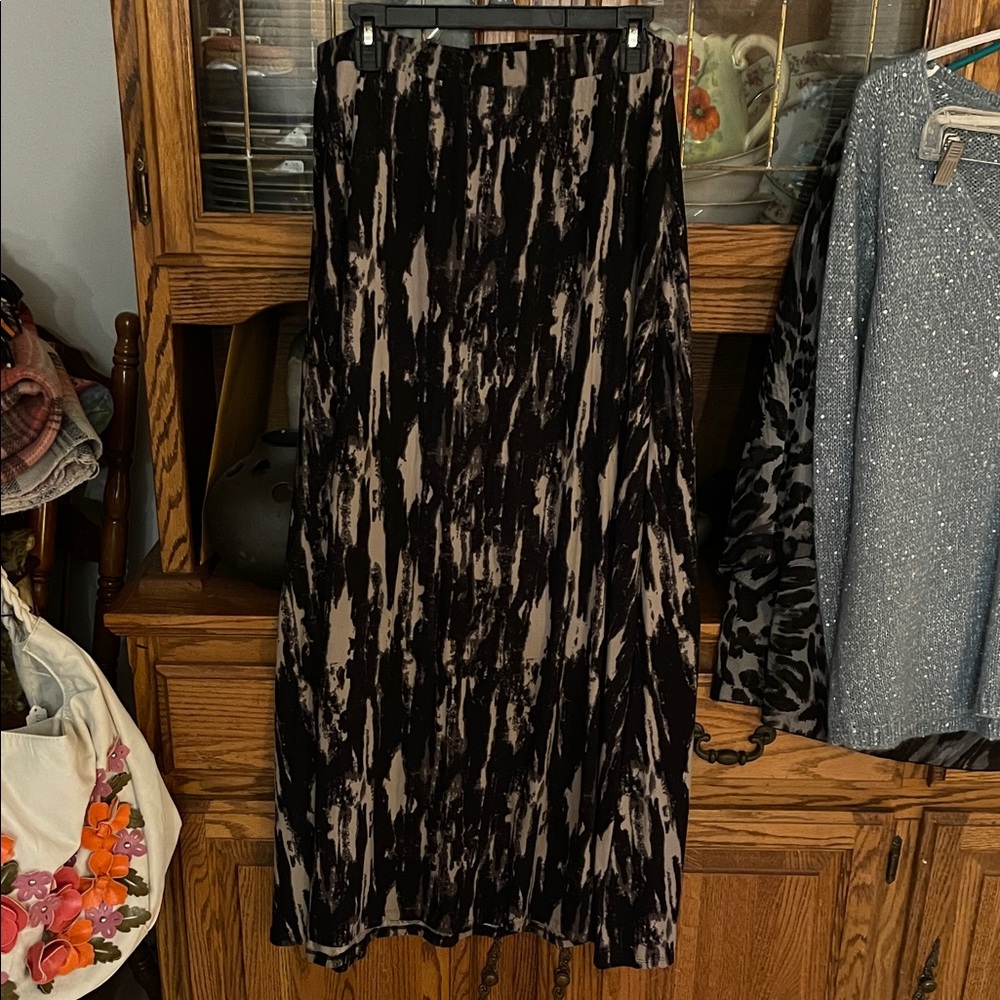 French Laundry Black and Gray Patterned Pencil Skirt